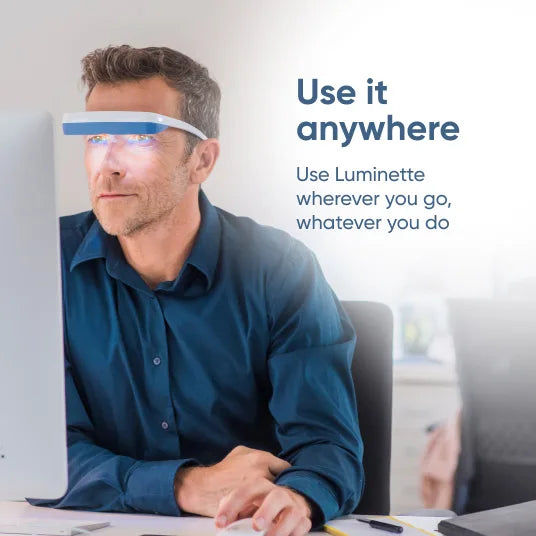Luminette 3 Light Therapy Glasses - Wearable Happy Lamp - Blue Enriched  White LED Sun Lamp - Natural Relief for Sleep Problems, Seasonal Mood  Disorders and Jet lag - Portable Daylight Lamp 